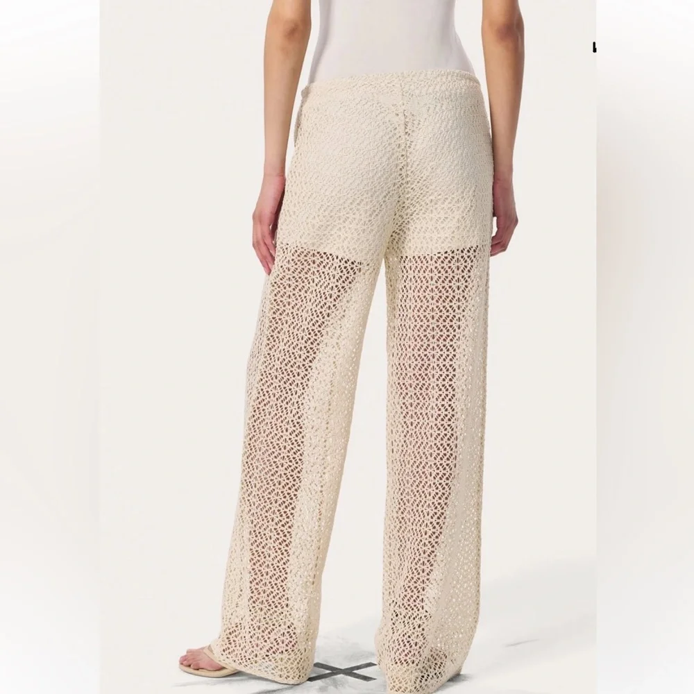 NWT $278 Rag & Bone Cream Crochet Wide Leg Pants Liv  Mesh Turtledove Size XS - Picture 6 of 14